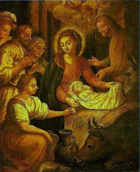 Bento Jose Rufino Capinam Birth of Christ Norge oil painting art